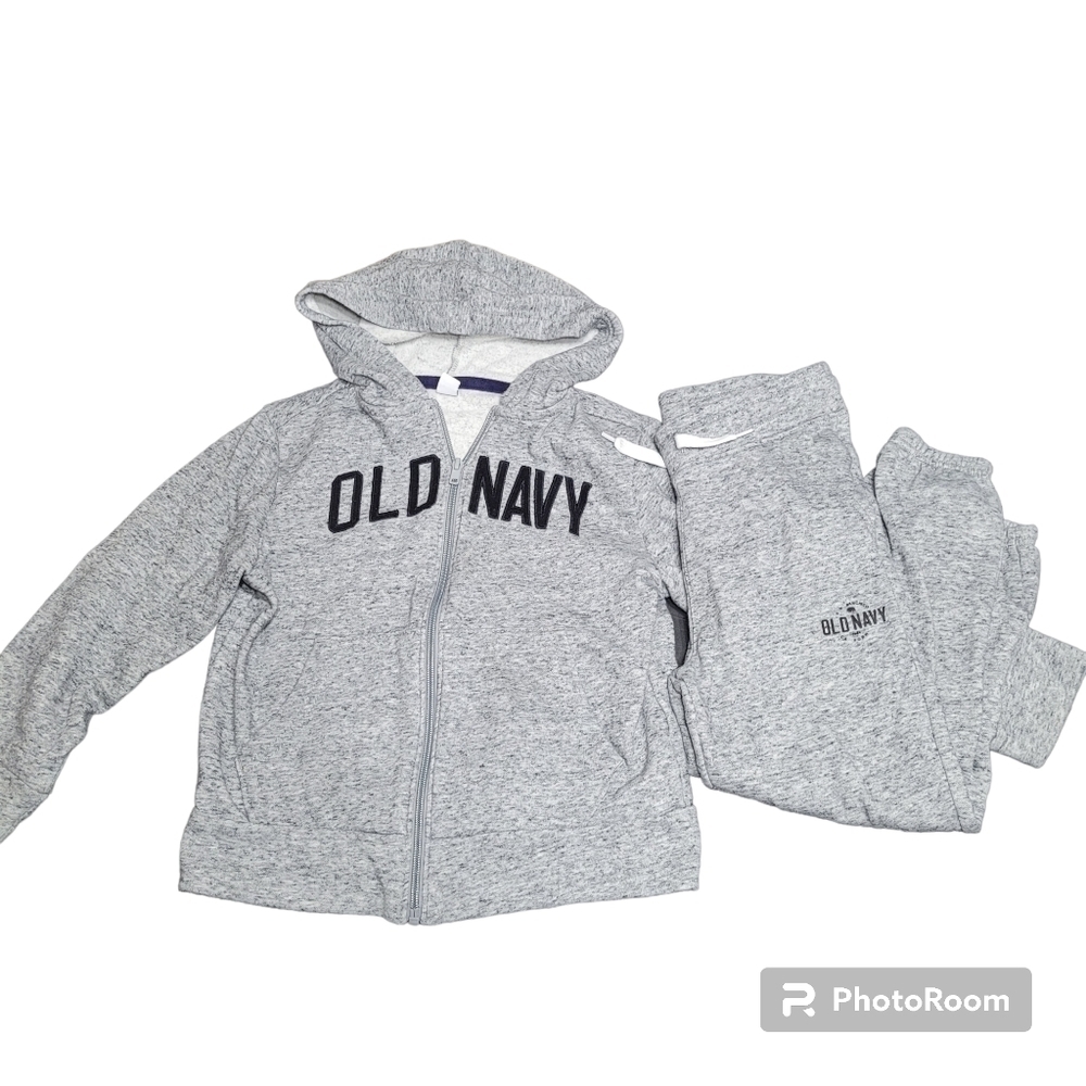Old Navy Kids 2 Piece Grey Full Zip Hooded Jacket And Joggers Set Size S/M - Picture 13 of 13